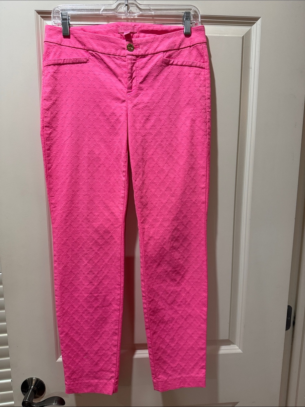 Lilly Pulitzer Bright Pink Textured Slim Pants